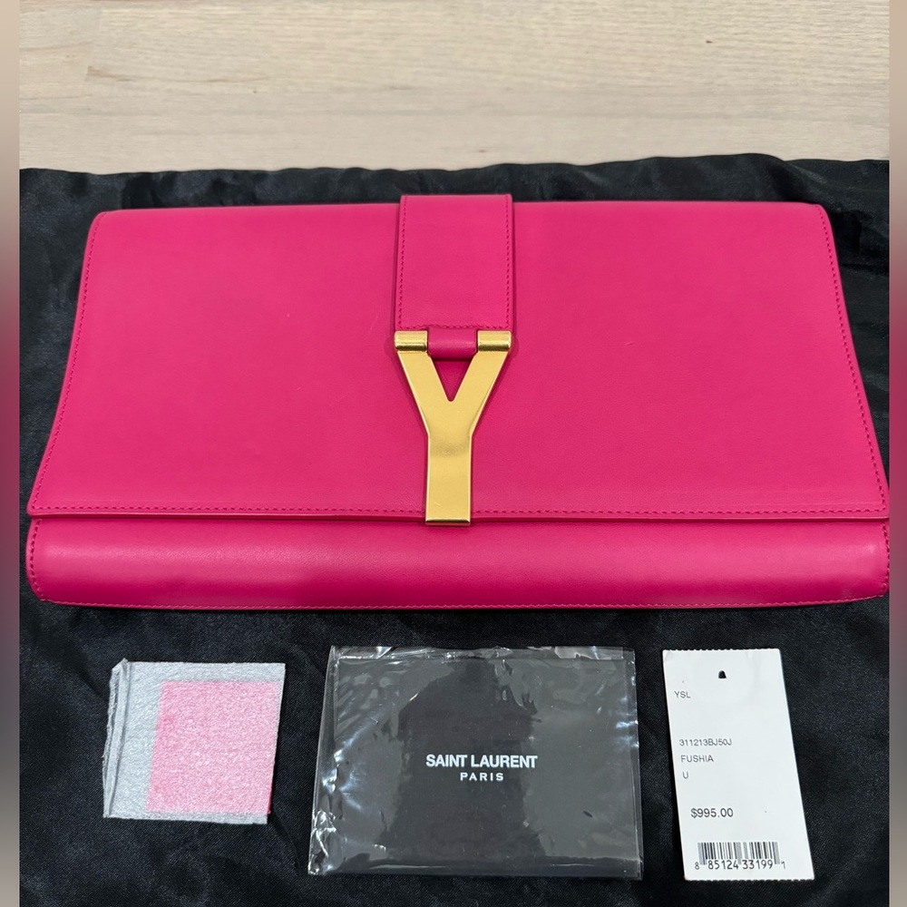 YSL Saint Laurent Calfskin Classic Y Ligne Clutch